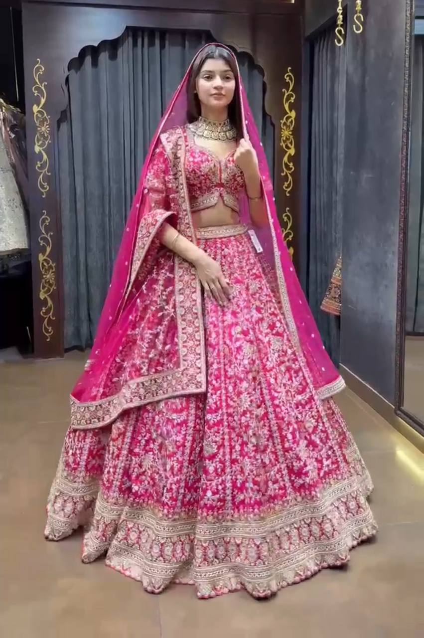 Premium Faux Georgette Lehenga Choli With Sequins Embroidery