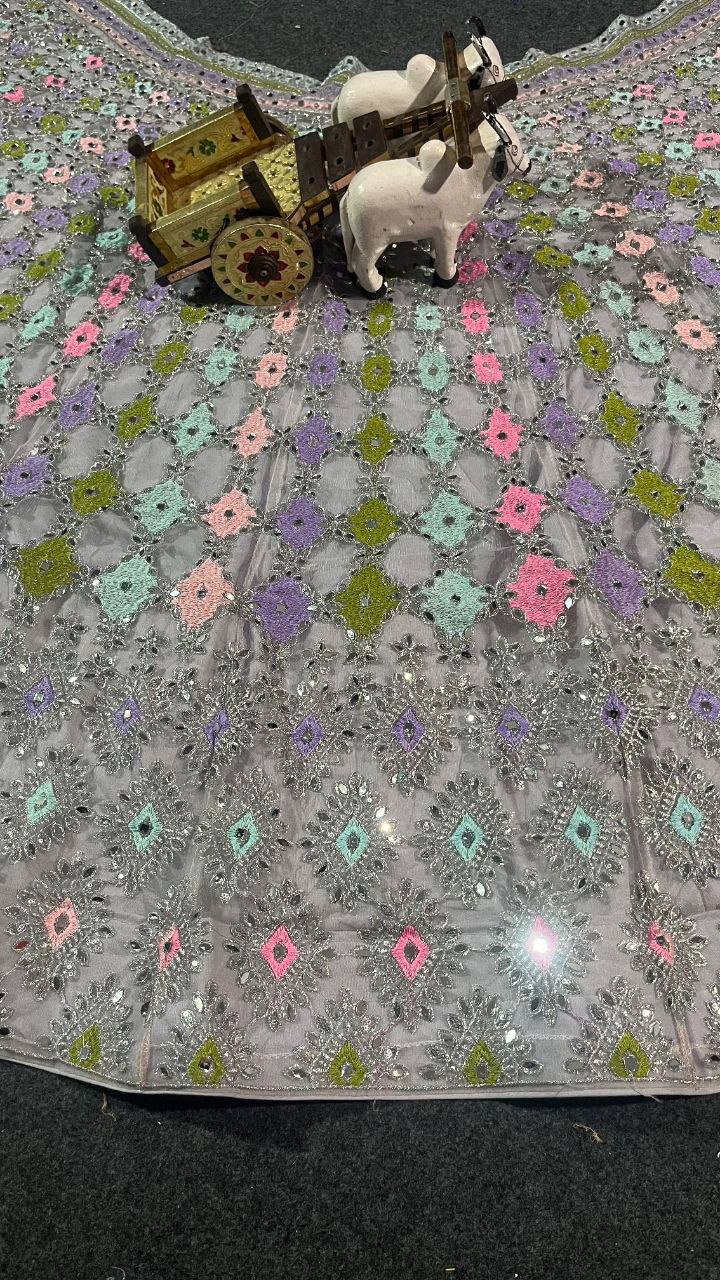 Premium Butterfly Net Lehenga Choli with Real Mirror Sequins Work