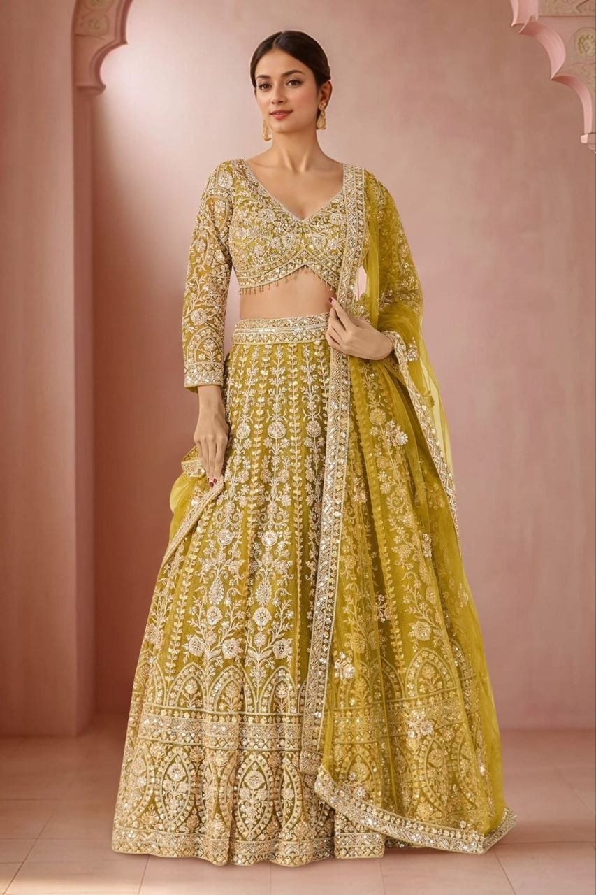 Premium Butterfly Net Lehenga Choli with Heavy Sequins Embroidery