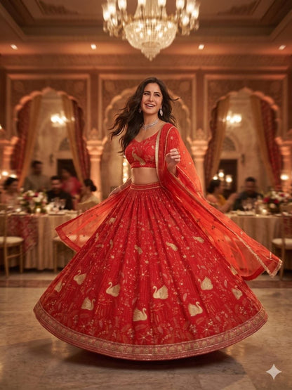 Premium Faux Georgette Peacock Design Lehenga Choli
