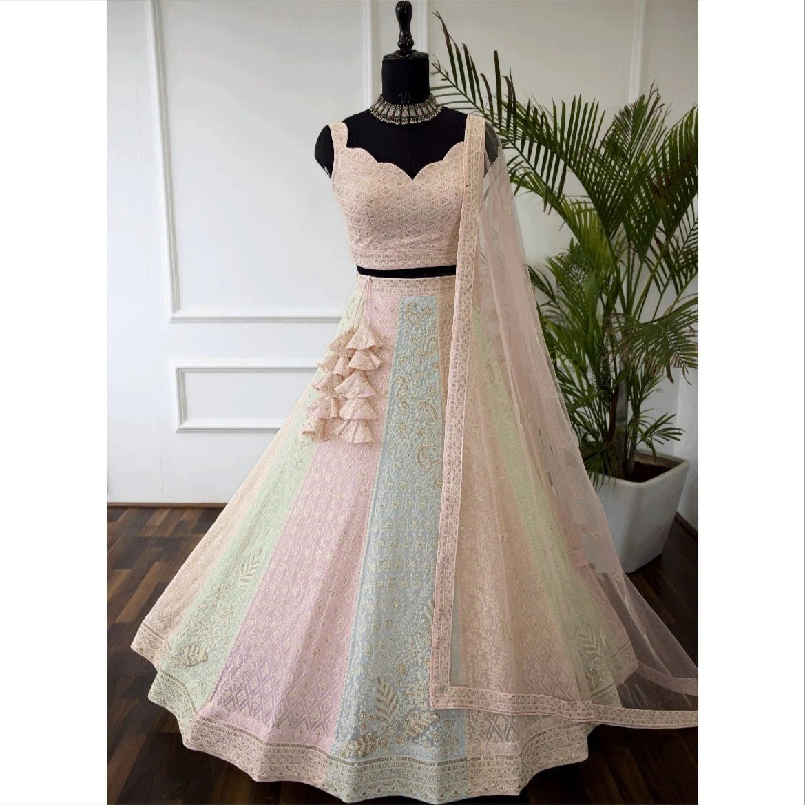 Premium Faux Georgette Sequin Embroidered Lehenga Choli Set