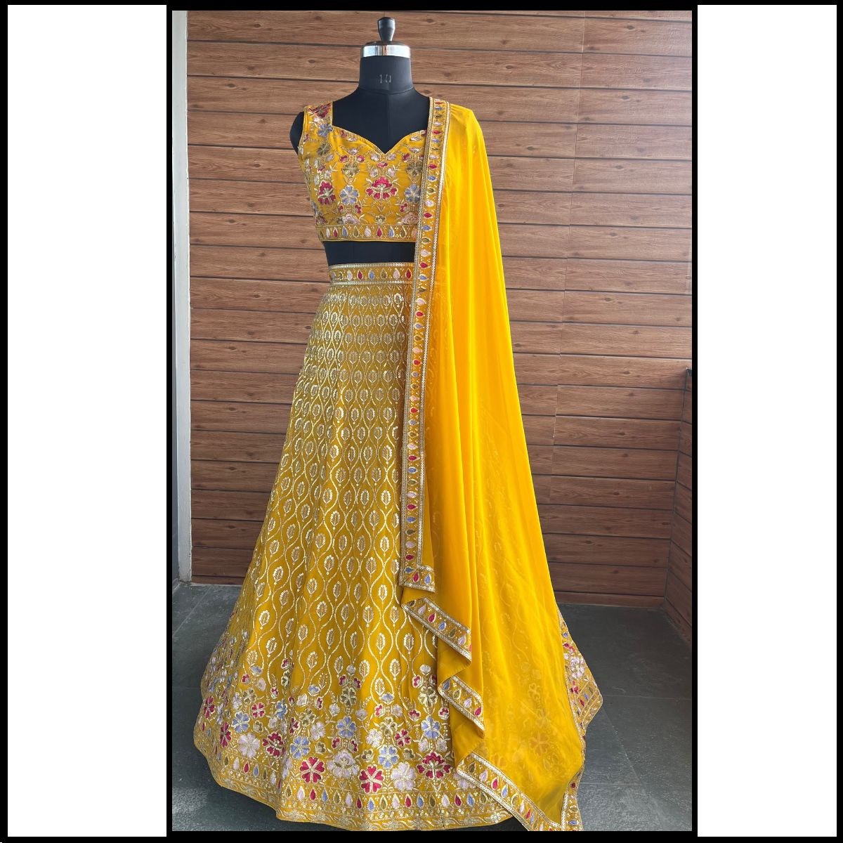 Heavy Faux Georgette Embroidered Lehenga Choli Set