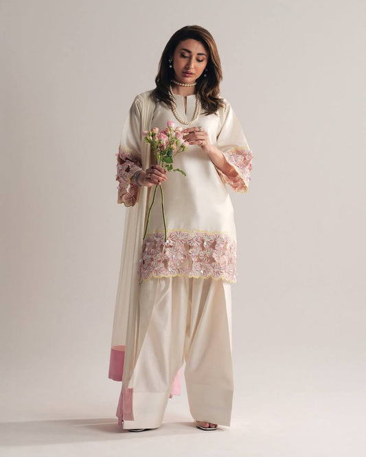Premium Hand-Embellished Crepe Silk Farshi Suit Set
