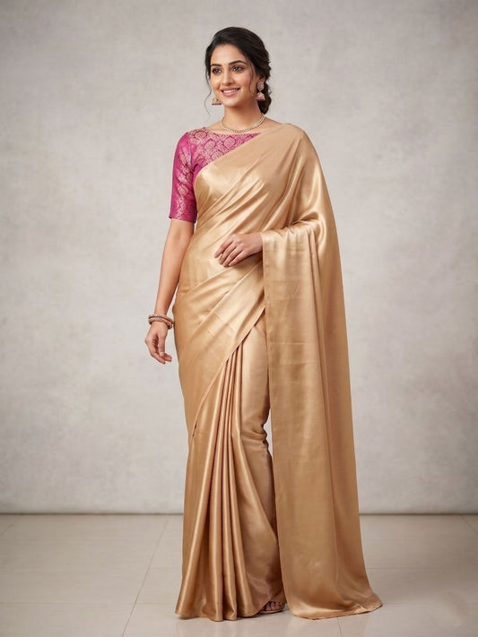 Exclusive Satin Silk Plain Saree