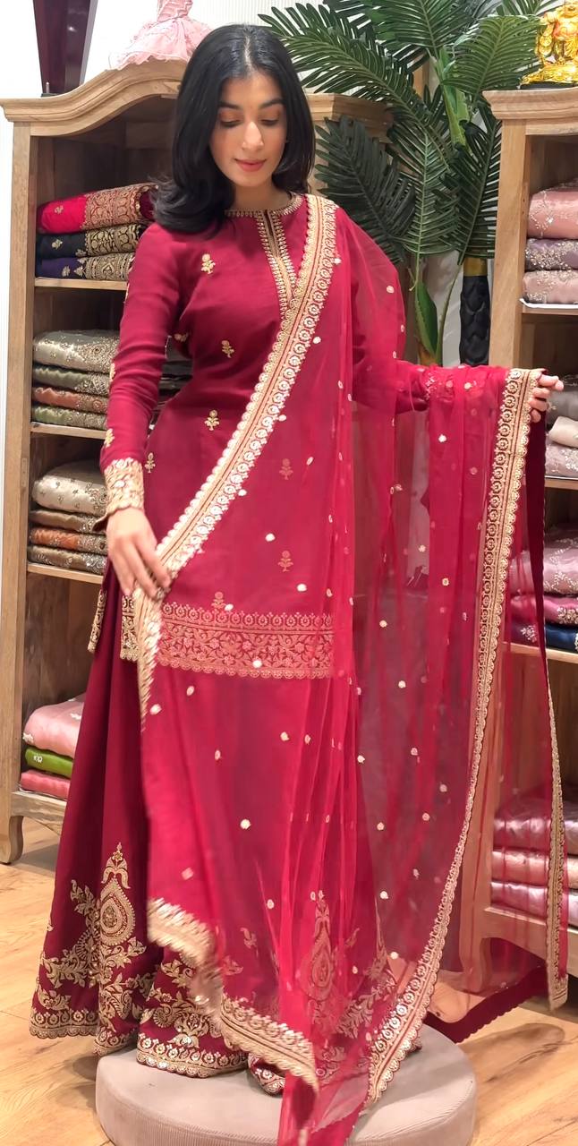 Elegant Heavy Embroidered Sharara Set