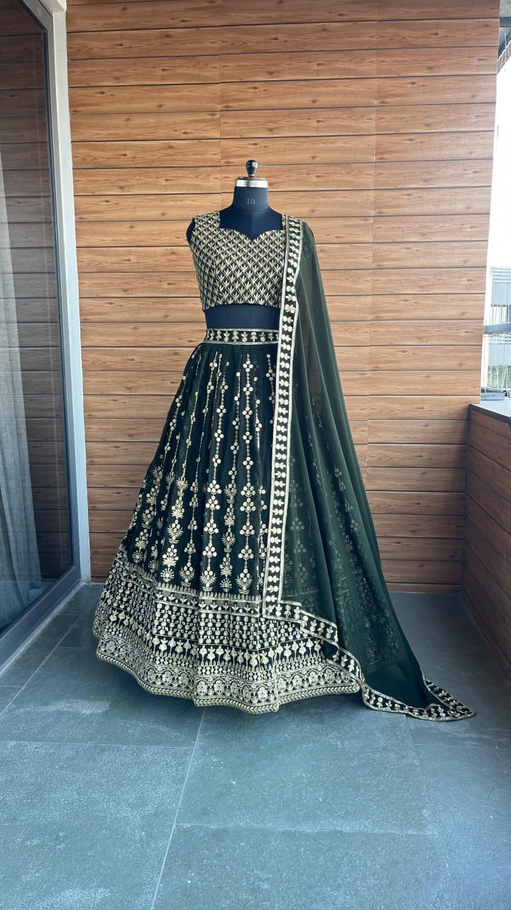 Royal Sequin Jari Embroidered Georgette Lehenga Set