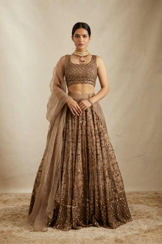 Premium Embroidered Sequins Net Lehenga Choli Set