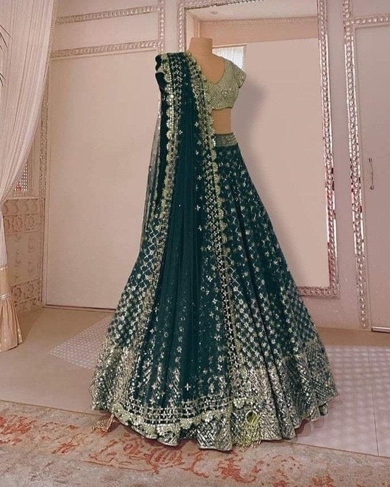 Premium Faux Georgette Sequin Embroidered Lehenga Set