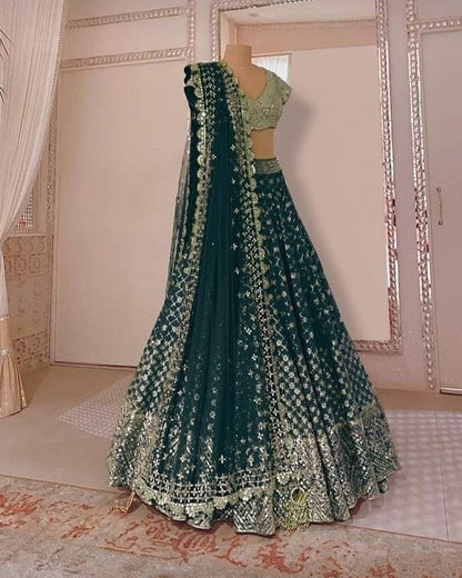 Premium Faux Georgette Sequin Embroidered Lehenga Set