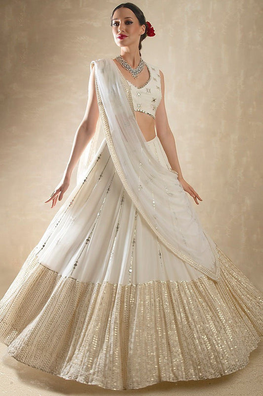 Elegant Georgette Sequins & Mirror Work Lehenga Choli Set