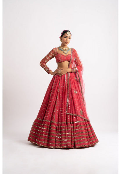 Bottle Green Sequence Embroidered Lehenga Choli Set