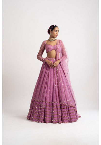 Exquisite Bottle pink Sequence Embroidery Lehenga Set