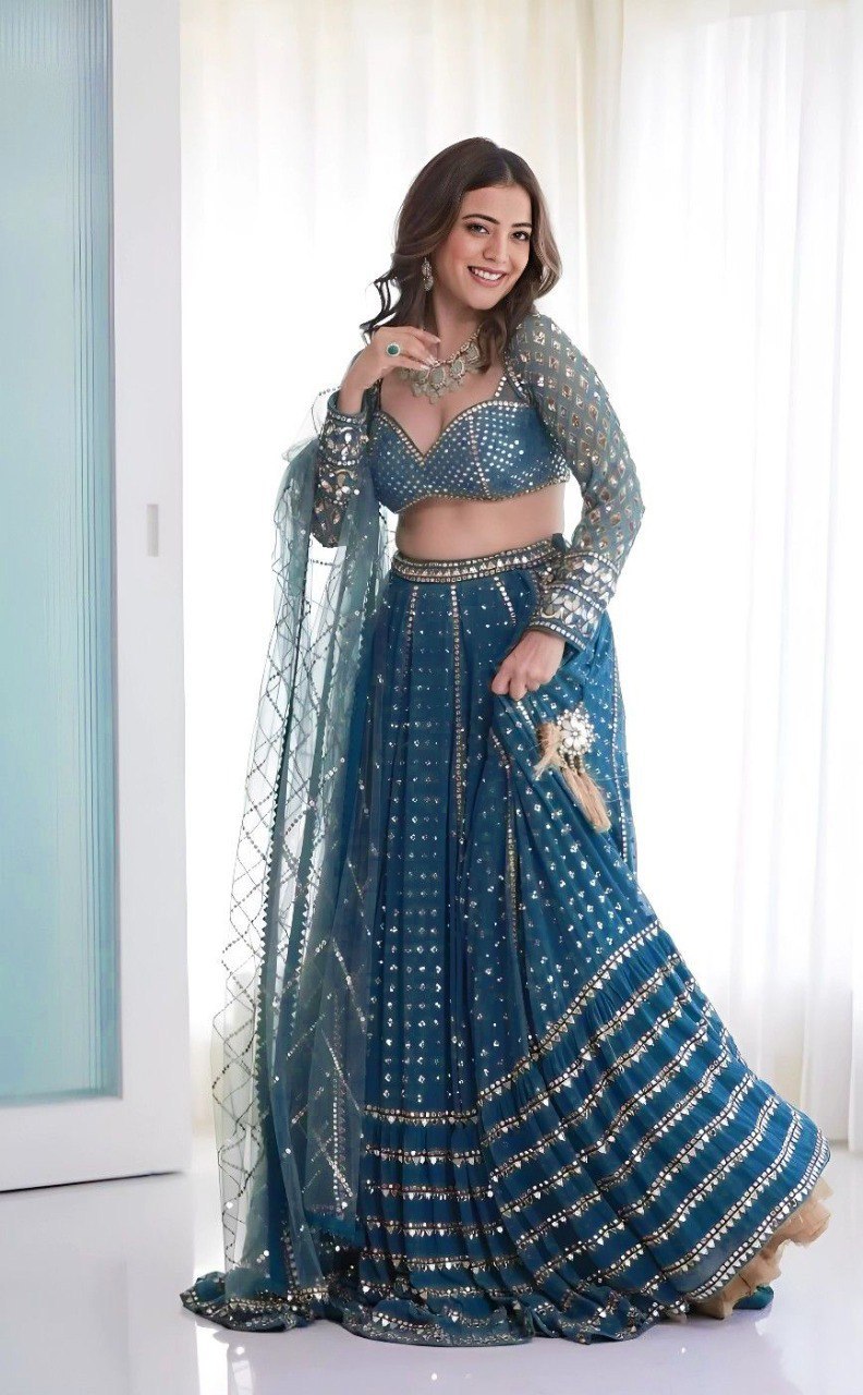 Exquisite Bottle blue Sequence Work Lehenga Set