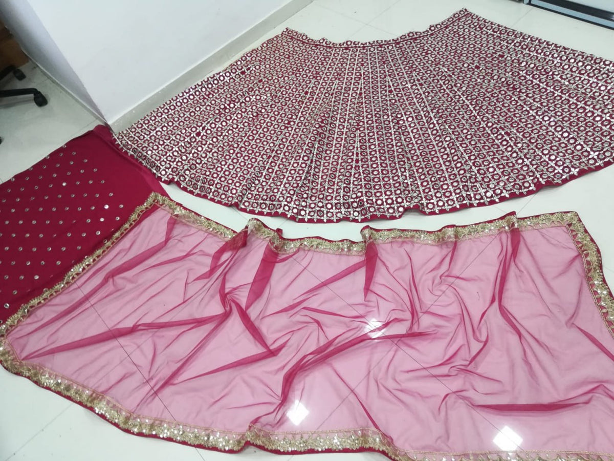 Premium Fox Georgette Mirror-Work Lehenga Choli Set
