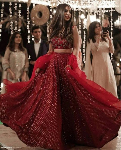 Premium Faux Georgette Sequin Embroidered Lehenga Choli Set