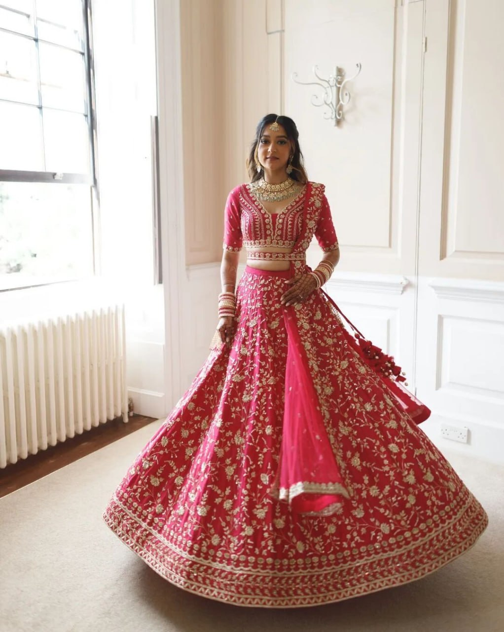Gajri Sequence Embroidered Lehenga Choli Set