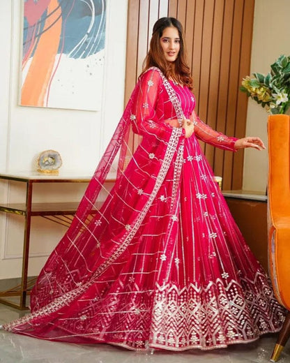 Premium Butterfly Soft Net Lehenga Choli with 9mm Sequins Jari Embroidery