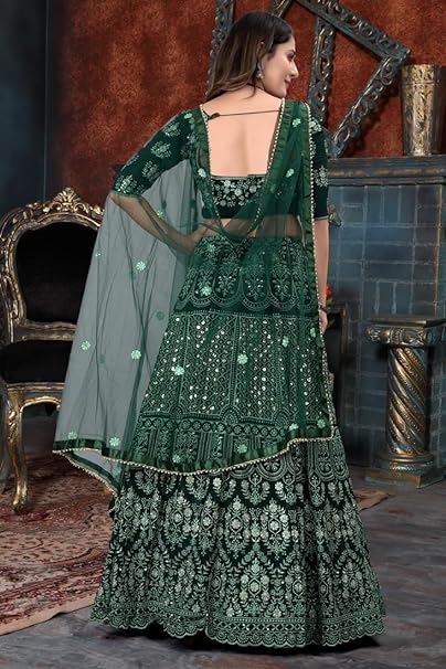 Exquisite Faux Georgette Sequin Embroidered Lehenga Set