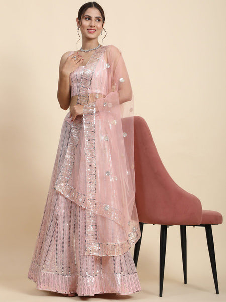 Georgette Sequin Embroidery Lehenga Set