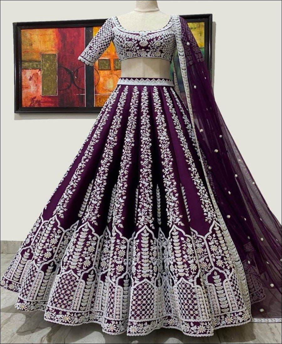 Exquisite Chinon Sequin Embroidery Lehenga Set