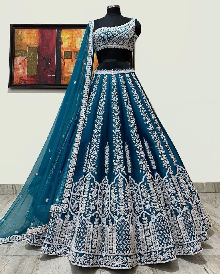 Premium Chinon Silk Semi-Stitched Lehenga Choli set