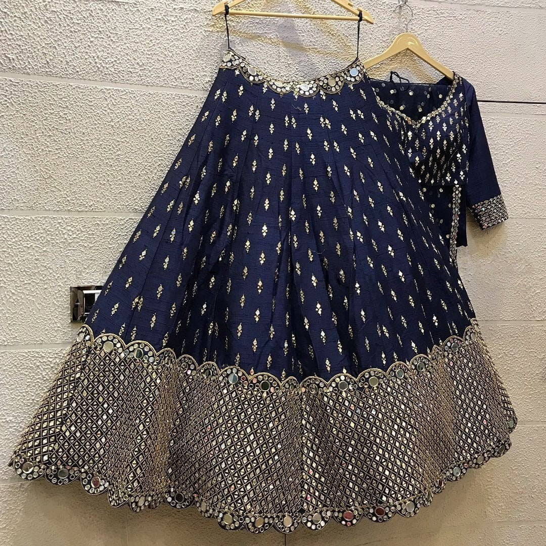 Premium Italian Silk Lehenga Choli with Thread & Paper Mirror Embroidery