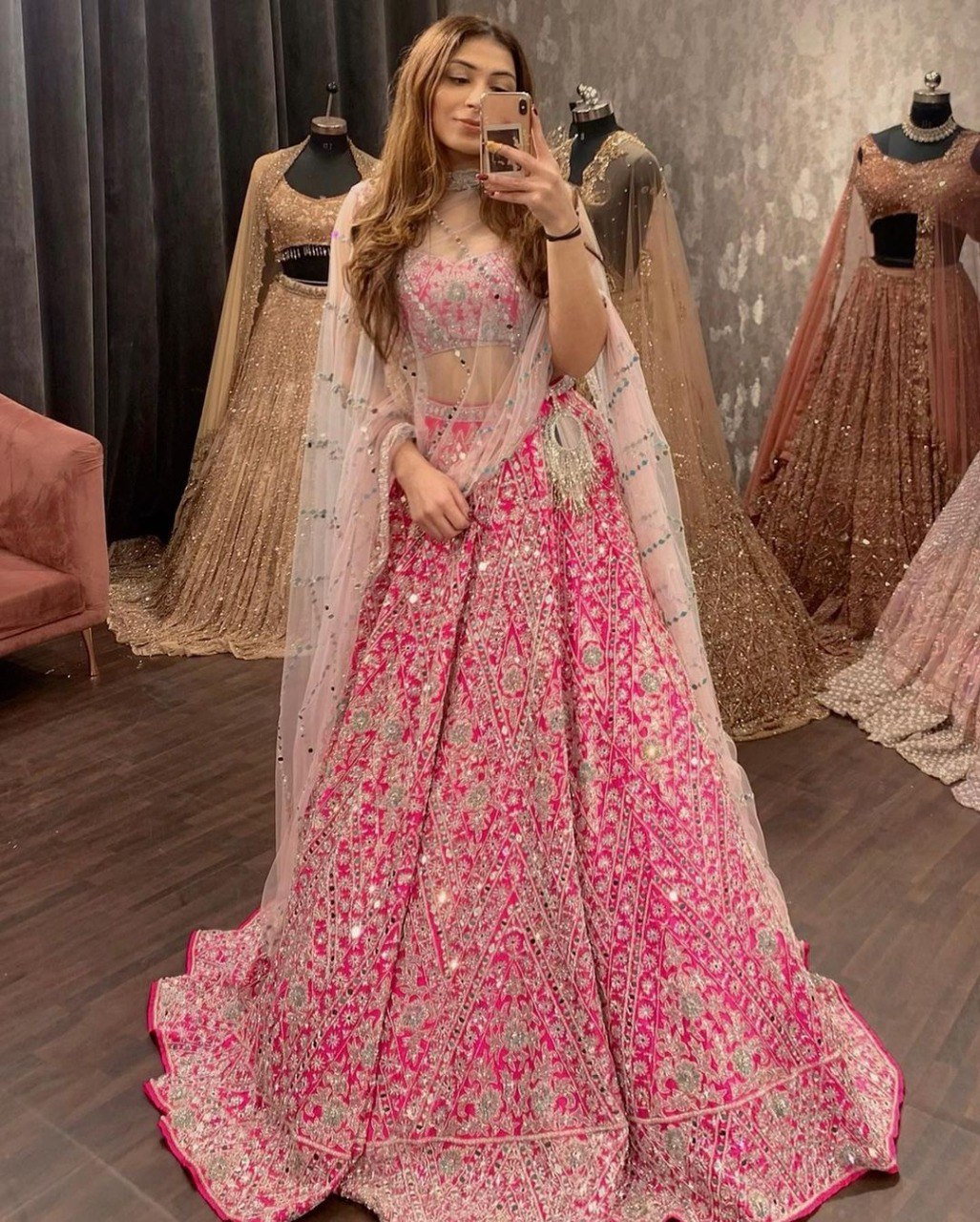 Elegant Pink Malai Satin Silk Lehenga Set