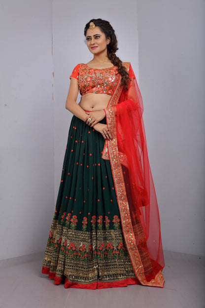 Premium Faux Georgette Sequin Lehenga Set
