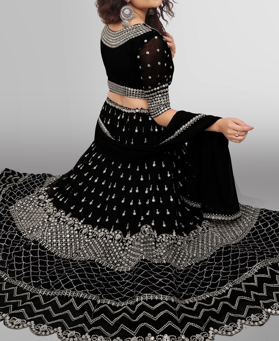 Royal Faux Georgette Sequin Embroidery Lehenga Set