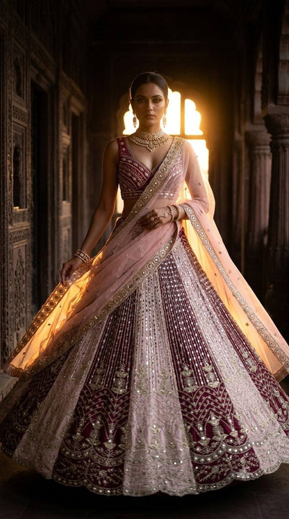 Premium Fox Georgette Sequins Mirror Work Lehenga Choli