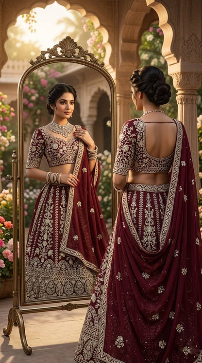 Faux Georgette Lehenga Choli with Heavy Coding Sequins Work