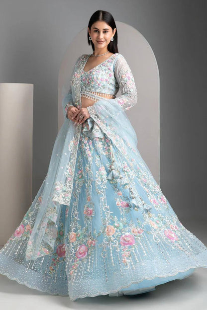 Premium Organza Silk Embroidered Lehenga Set