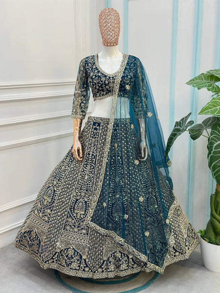 Blue Color Net Lehenga Choli