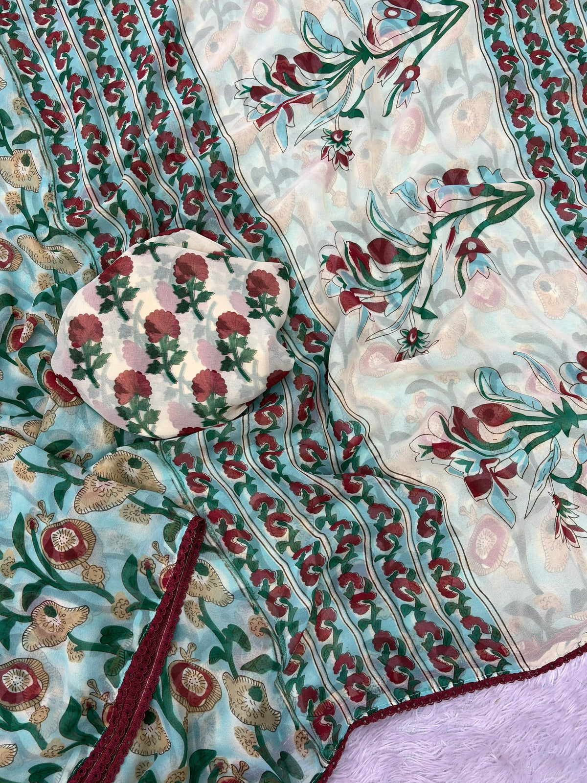 georgette flower print saree