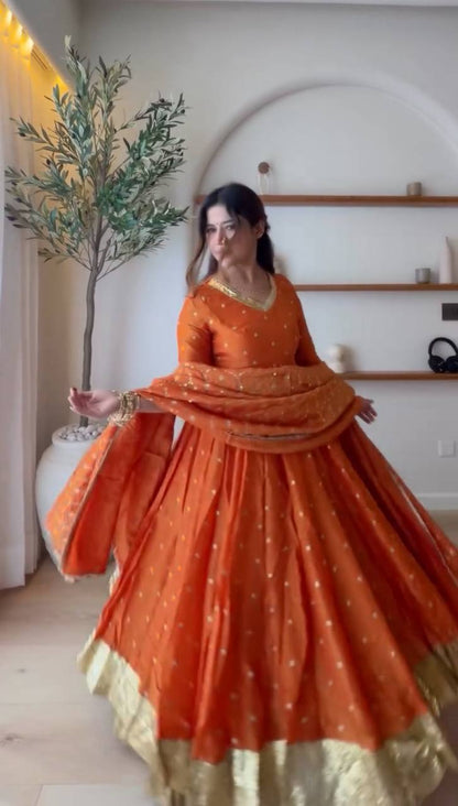 Rust orange Anarkali set additional product view