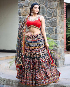 Semistiched Benglori silk Lehenga With embroidered work