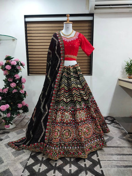 Semistiched Benglori silk Lehenga With embroidered work