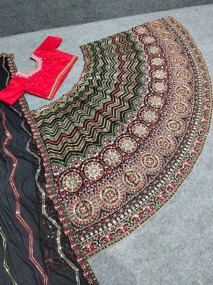 Semistiched Benglori silk Lehenga With embroidered work