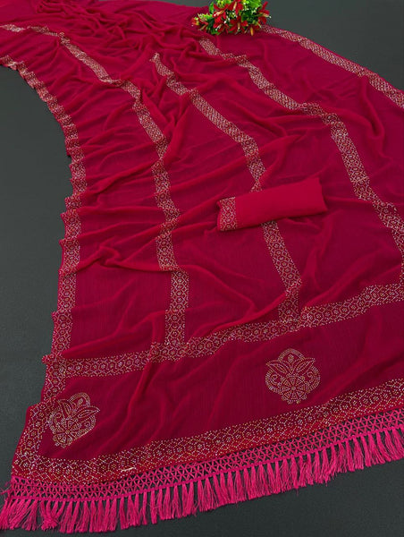 Designer Georgette Stone Work Saree