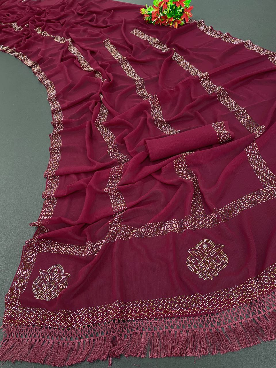 Designer Georgette Stone Work Saree