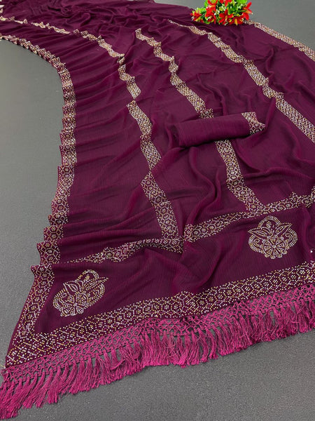 Designer Georgette Stone Work Saree