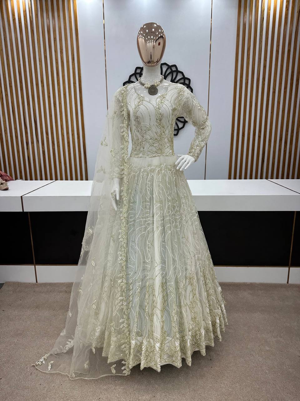 Soft Net Anarkali Gown with full Stitched for function wear