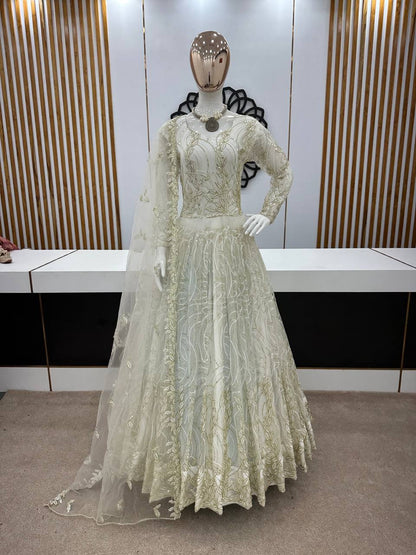 Soft Net Anarkali Gown with full Stitched for function wear