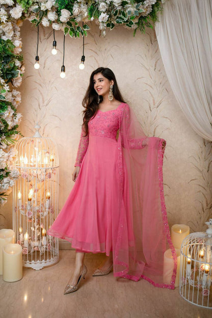 Georgette Gown with Heavy embroidery work with dupatta