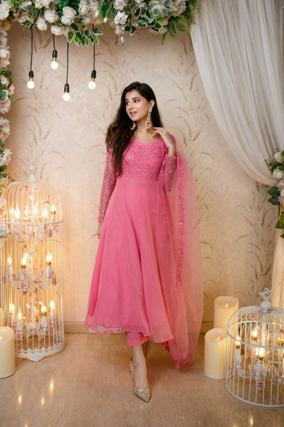 Georgette Gown with Heavy embroidery work with dupatta