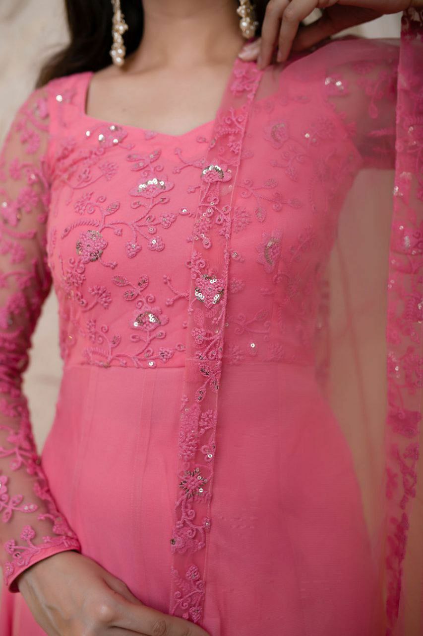 Georgette Gown with Heavy embroidery work with dupatta