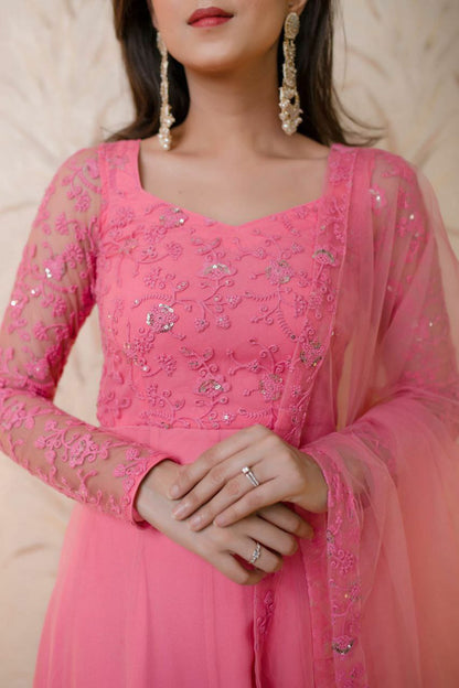 Georgette Gown with Heavy embroidery work with dupatta