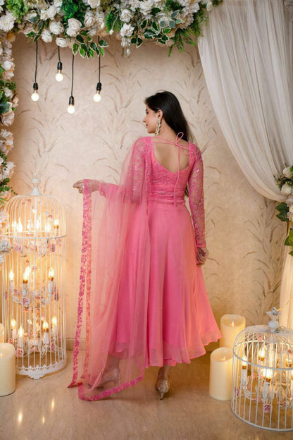 Georgette Gown with Heavy embroidery work with dupatta