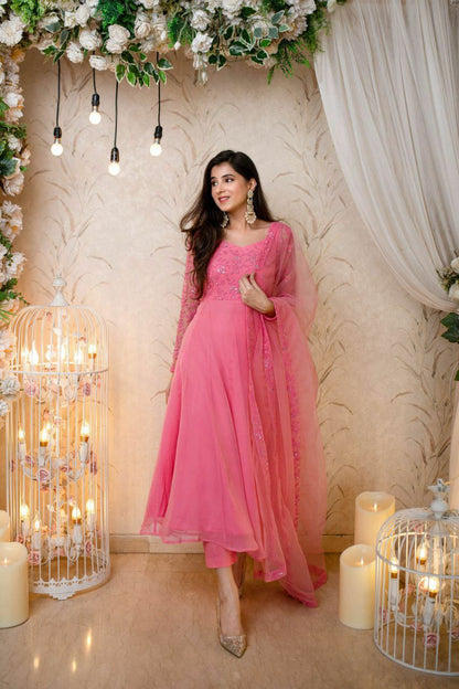 Georgette Gown with Heavy embroidery work with dupatta
