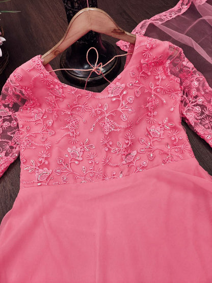 Georgette Gown with Heavy embroidery work with dupatta